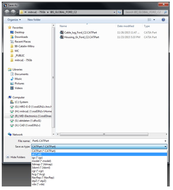 CATIA to stl conversion